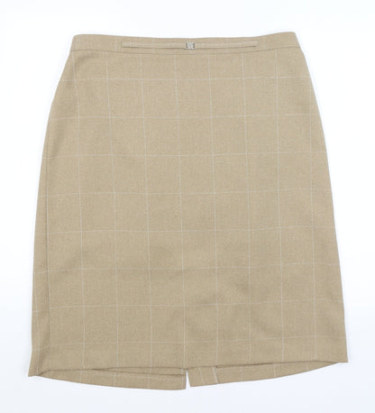 M&S Womens Brown Check  A-Line Skirt Size 20