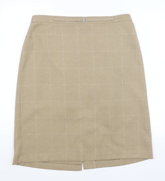 M&S Womens Brown Check  A-Line Skirt Size 20