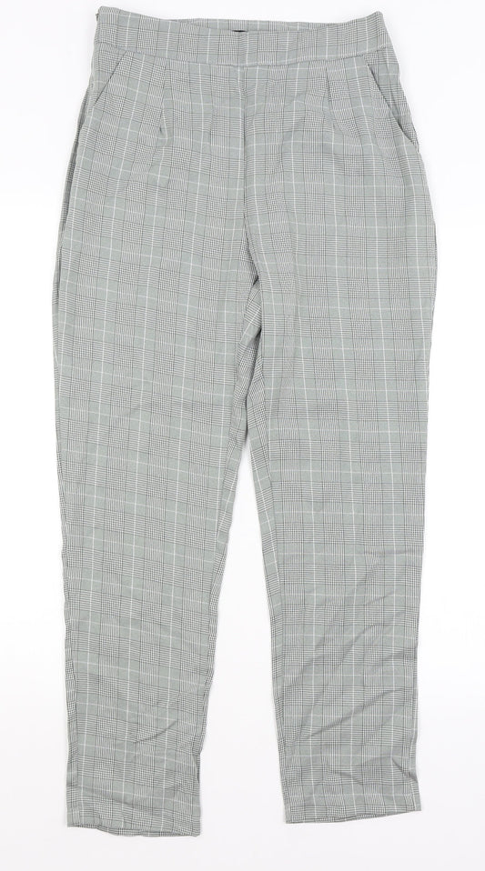 Nasty Gal Womens Grey Check  Trousers  Size 10 L27 in