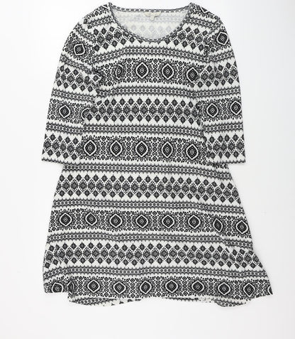 Peacocks  Womens Grey Geometric  A-Line  Size 14