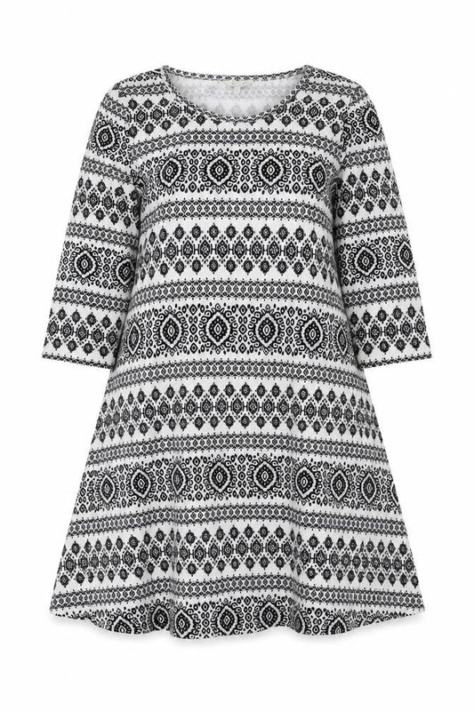 Peacocks Womens Grey Geometric  A-Line  Size 14