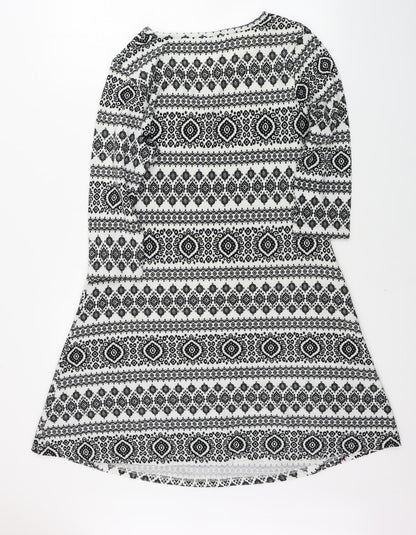 Peacocks  Womens Grey Geometric  A-Line  Size 14