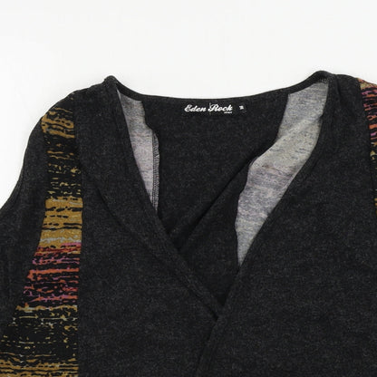 eden rock  Womens Grey Striped  Cardigan Jumper Size M