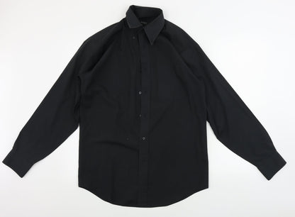 Mens UK Size 15 NEXT Black  Button-Up Long Sleeve Casual Shirt