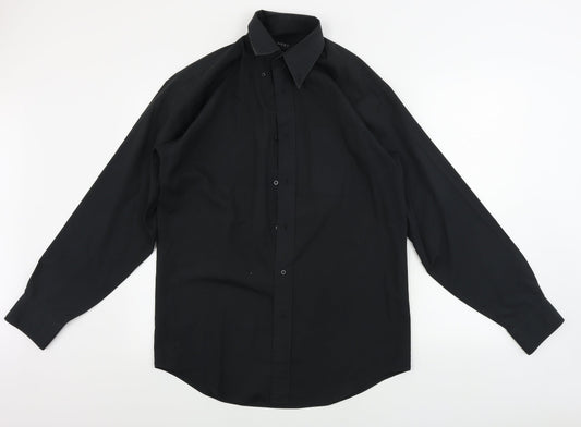 Mens UK Size 15 NEXT Black  Button-Up Long Sleeve Casual Shirt