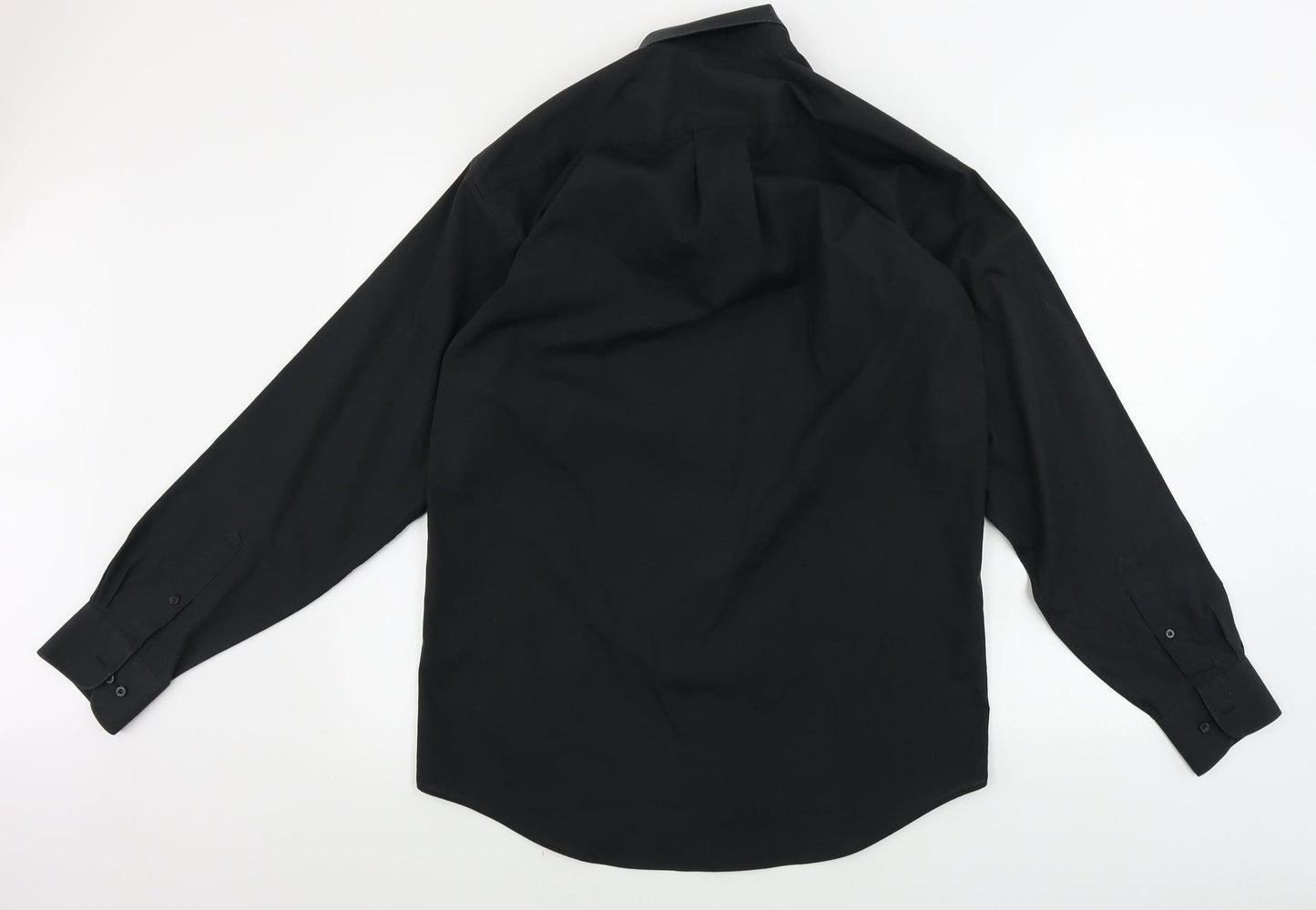 Mens UK Size 15 NEXT Black  Button-Up Long Sleeve Casual Shirt