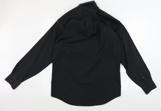 Mens UK Size 15 NEXT Black  Button-Up Long Sleeve Casual Shirt