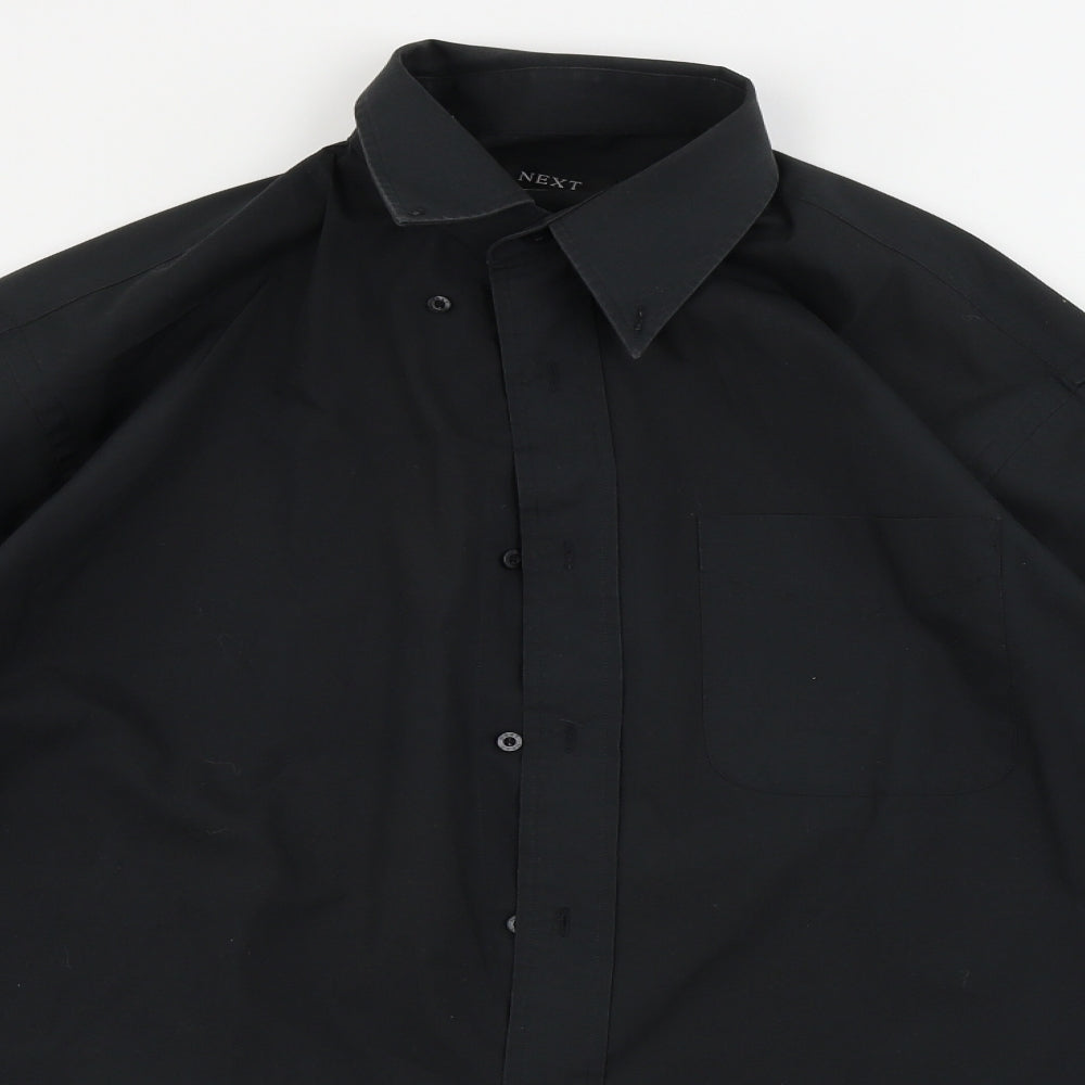 Mens UK Size 15 NEXT Black  Button-Up Long Sleeve Casual Shirt