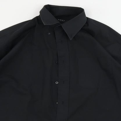 Mens UK Size 15 NEXT Black  Button-Up Long Sleeve Casual Shirt
