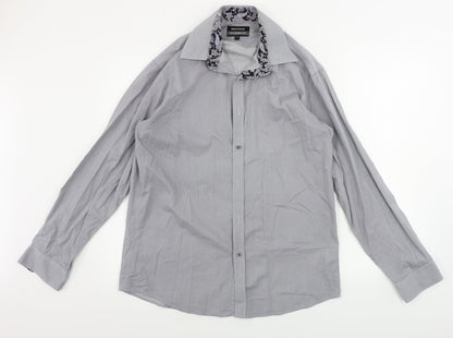 Mens UK Size 16 greenwoods Grey  Button-Up Long Sleeve Casual Shirt