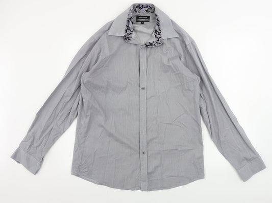 Mens UK Size 16 greenwoods Grey  Button-Up Long Sleeve Casual Shirt