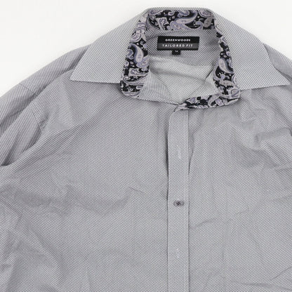 Mens UK Size 16 greenwoods Grey  Button-Up Long Sleeve Casual Shirt