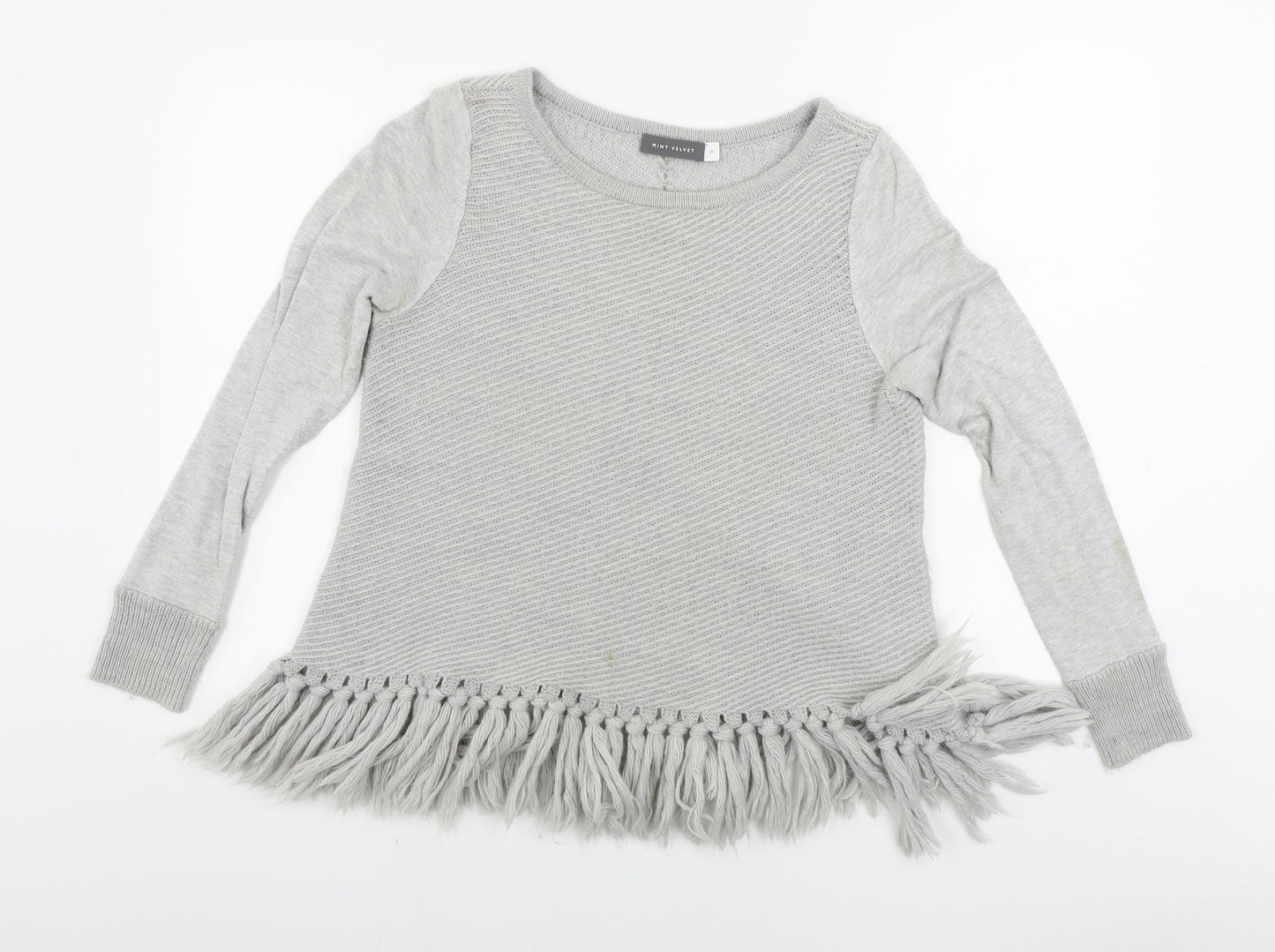Womens UK Size 10 Mini Velvet Grey Pullover Jumper