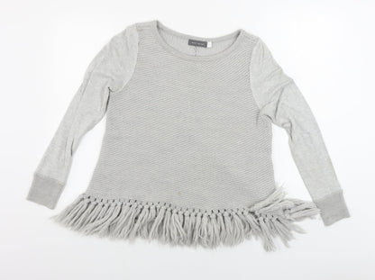 Womens UK Size 10 Mini Velvet Grey Pullover Jumper