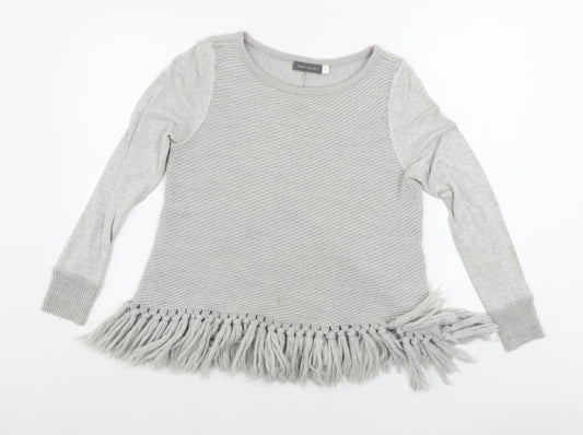 Womens UK Size 10 Mini Velvet Grey Pullover Jumper