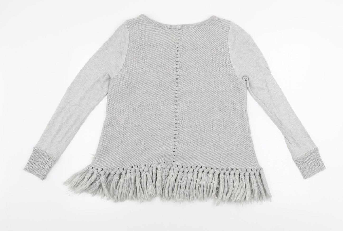 Womens UK Size 10 Mini Velvet Grey Pullover Jumper