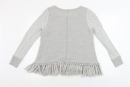 Womens UK Size 10 Mini Velvet Grey Pullover Jumper