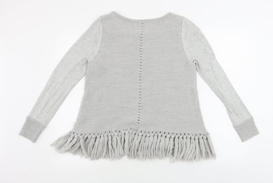 Womens UK Size 10 Mini Velvet Grey Pullover Jumper