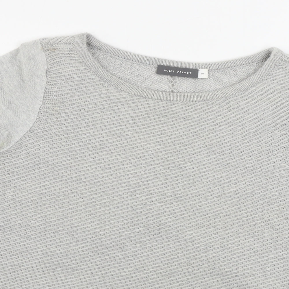 Womens UK Size 10 Mini Velvet Grey Pullover Jumper