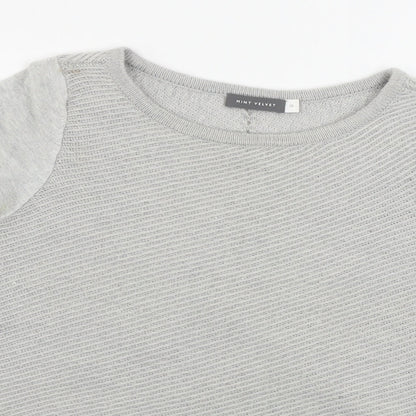 Womens UK Size 10 Mini Velvet Grey Pullover Jumper
