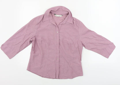 Womens UK Size 12 BHS Purple Basic Button-Up