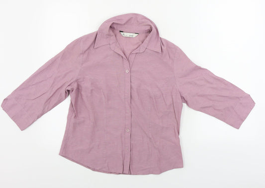 Womens UK Size 12 BHS Purple Basic Button-Up