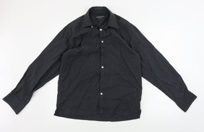 Mens UK Size S Cedar Wood State Black  Button-Up Long Sleeve Casual Shirt