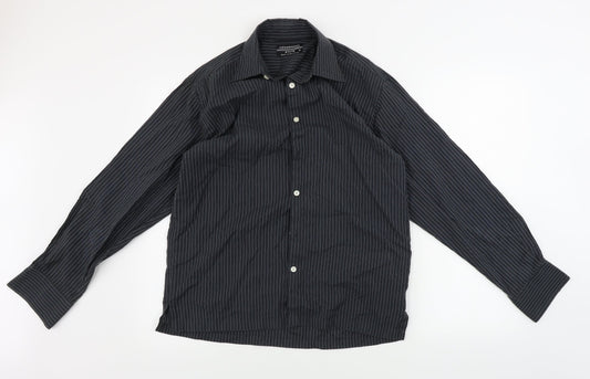 Mens UK Size S Cedar Wood State Black  Button-Up Long Sleeve Casual Shirt