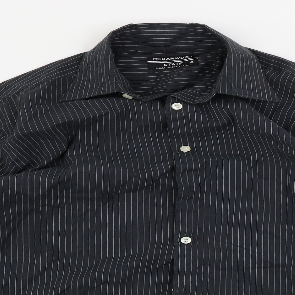 Mens UK Size S Cedar Wood State Black  Button-Up Long Sleeve Casual Shirt