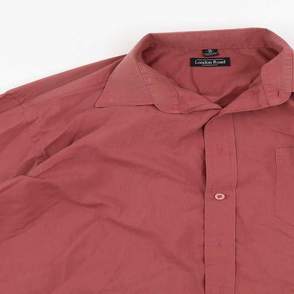 Mens UK Size 16 london road Red  Button-Up Long Sleeve Casual Shirt