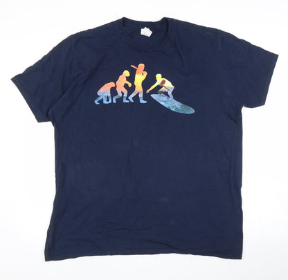 Mens UK Size 2XL Gildan Blue  T-Shirt