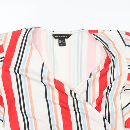 Womens UK Size 8 New Look White Wrap Blouse