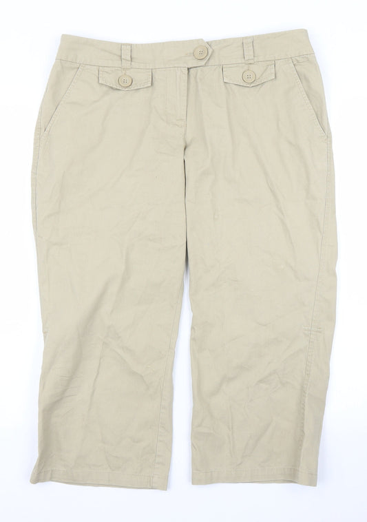 Womens UK Size 14 BHS Regular Fit Bloomer Beige Trousers