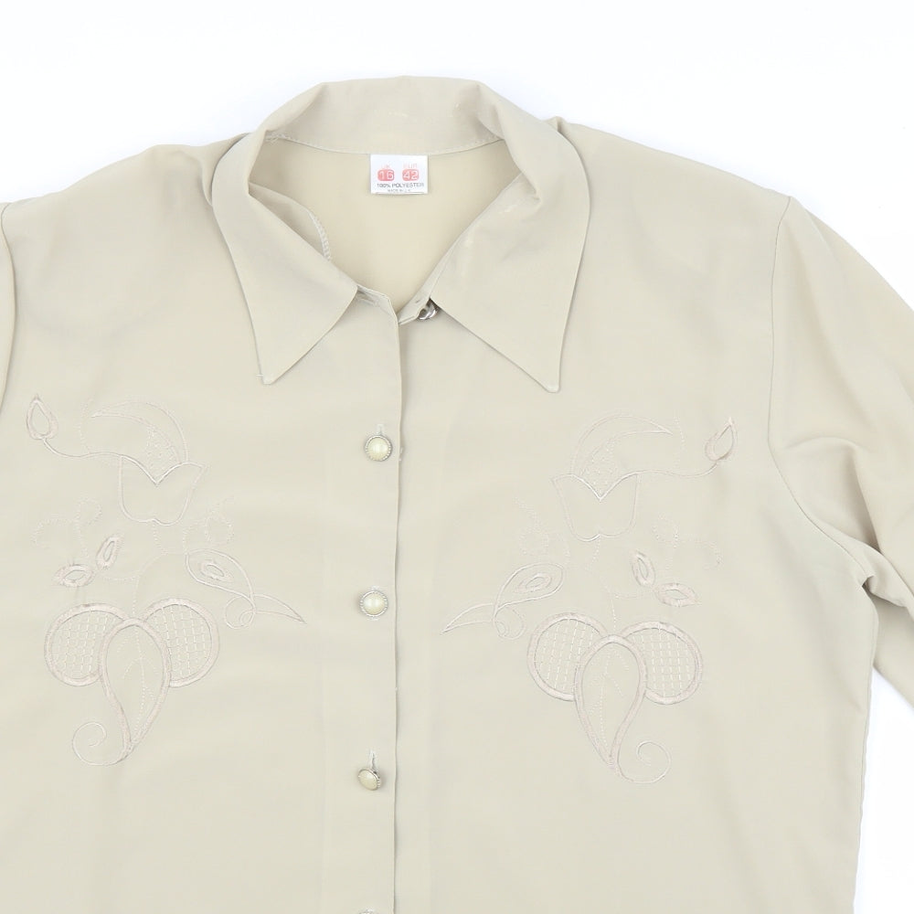 Womens UK Size 16 Preworn Beige Basic Blouse