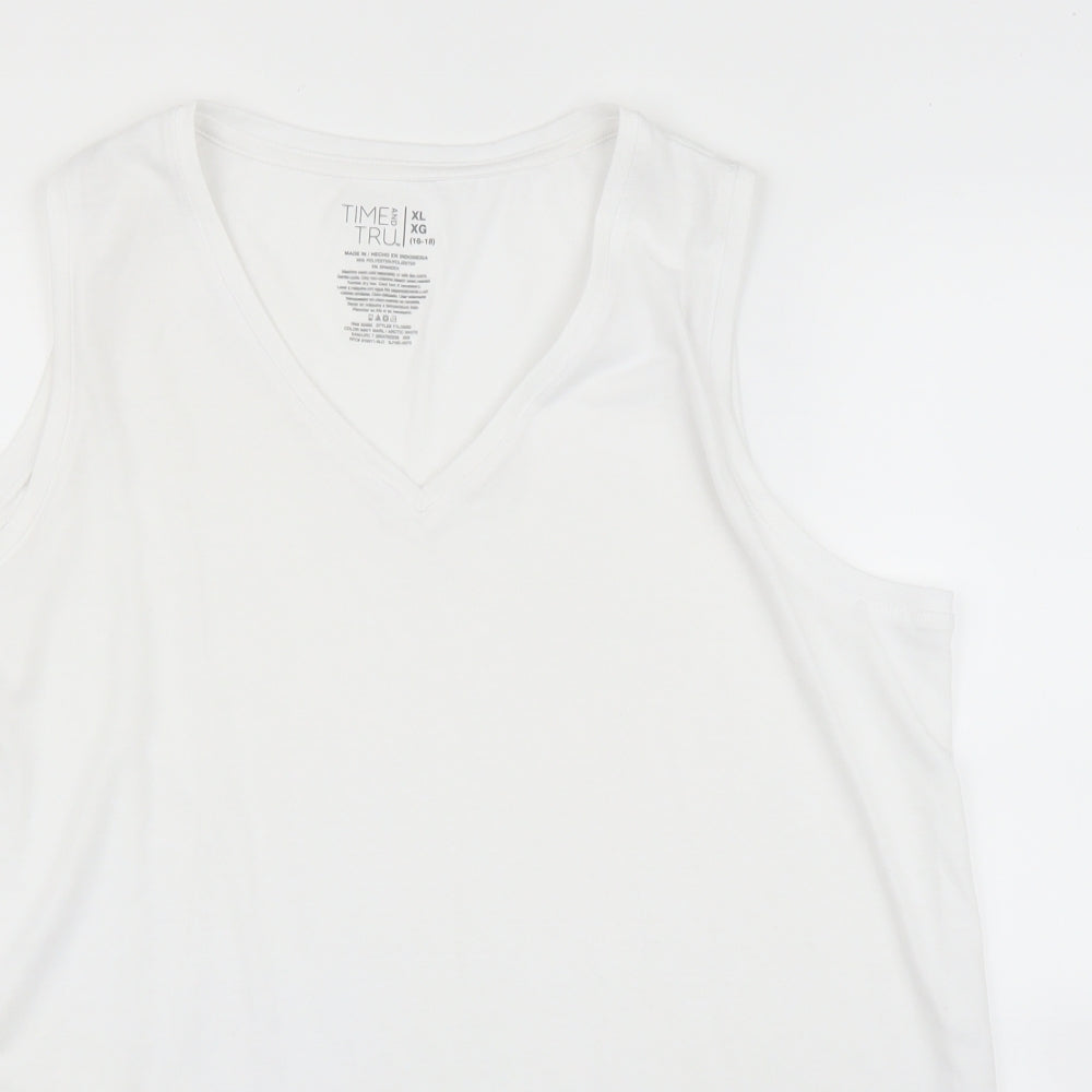 Time & Tru Womens White   Basic Tank Size XL