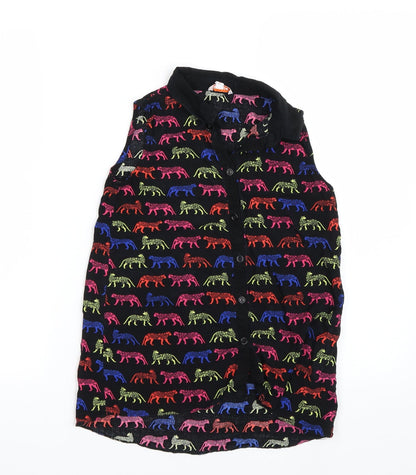 Bluezoo Girls Black Animal Print  Basic Button-Up Size 11 Years  - Cheetahs