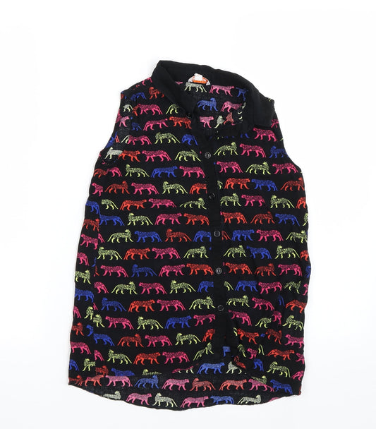 Bluezoo Girls Black Animal Print  Basic Button-Up Size 11 Years  - Cheetahs