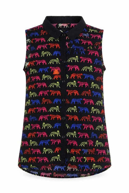 Bluezoo Girls Black Animal Print  Basic Button-Up Size 11 Years  - Cheetahs
