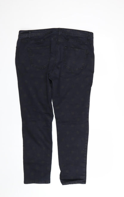 South Womens Black Polka Dot Denim Skinny Jeans Size 16 L25.5 in