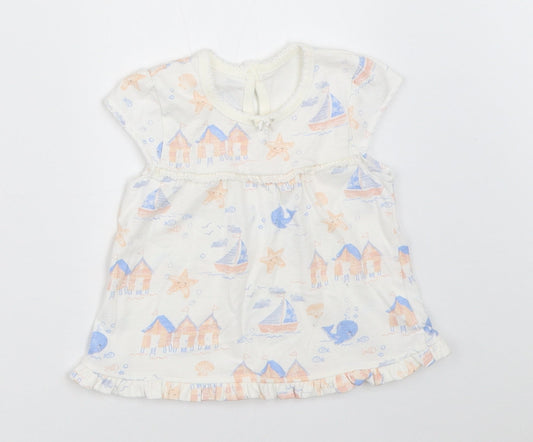 George Girls White   Basic T-Shirt Size 0-3 Months