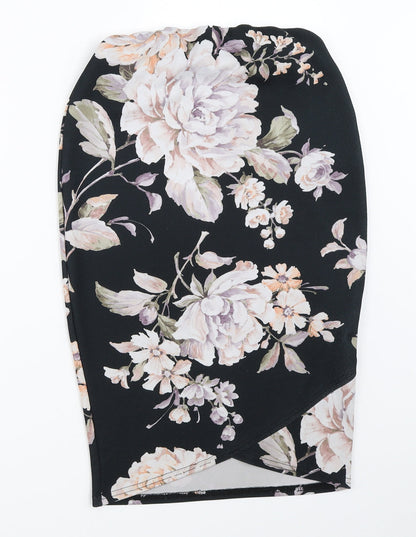 New Look Womens Black Floral  Straight & Pencil Skirt Size 10