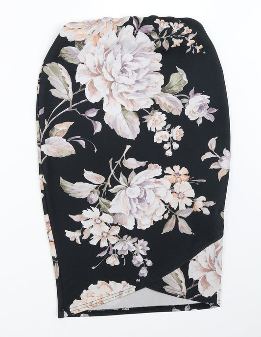 New Look Womens Black Floral  Straight & Pencil Skirt Size 10