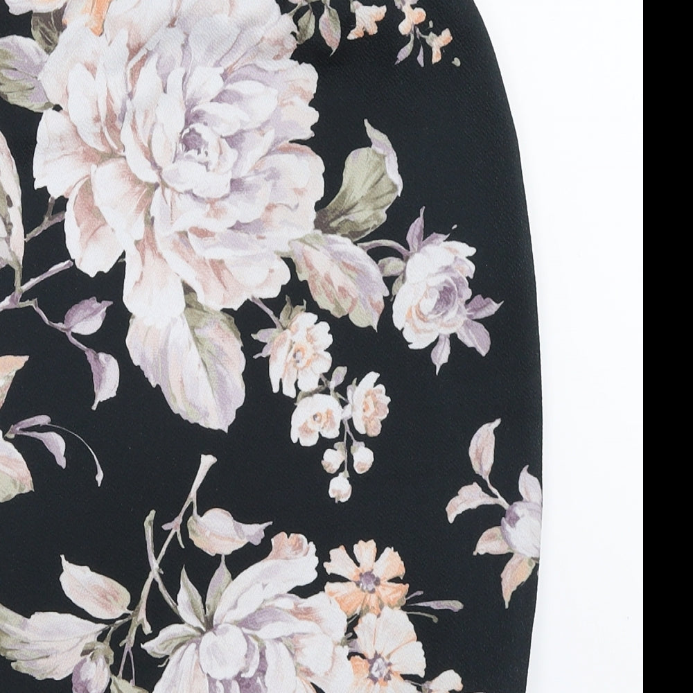 New Look Womens Black Floral  Straight & Pencil Skirt Size 10