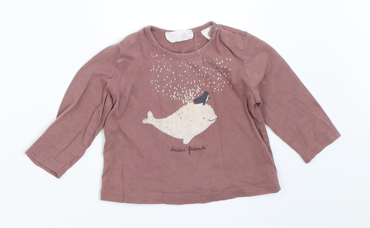 Zara Girls Brown   Basic T-Shirt Size 3-6 Months