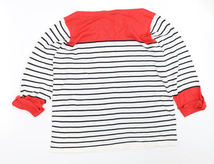 Arista Womens White Striped  Pullover Jumper Size 20