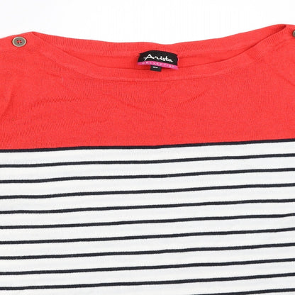 Arista Womens White Striped  Pullover Jumper Size 20