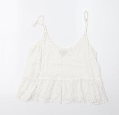 Womens UK Size 6 Topshop White Cropped T-Shirt