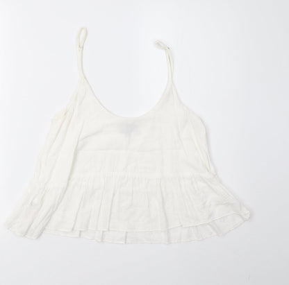 Womens UK Size 6 Topshop White Cropped T-Shirt