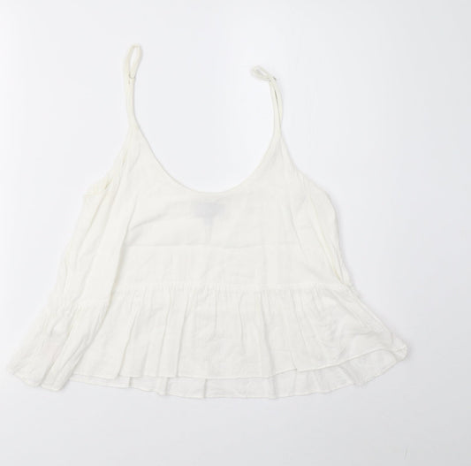 Womens UK Size 6 Topshop White Cropped T-Shirt