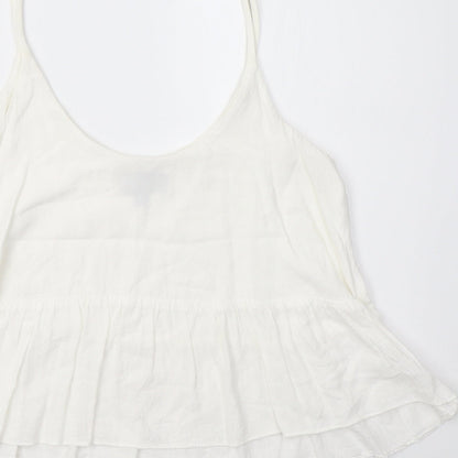 Womens UK Size 6 Topshop White Cropped T-Shirt